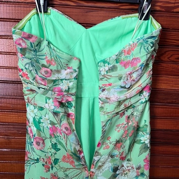 Jay Godfrey Lydia Green Floral Print Strapless Romper Shorts Size 6 Pleated - Picture 8 of 13